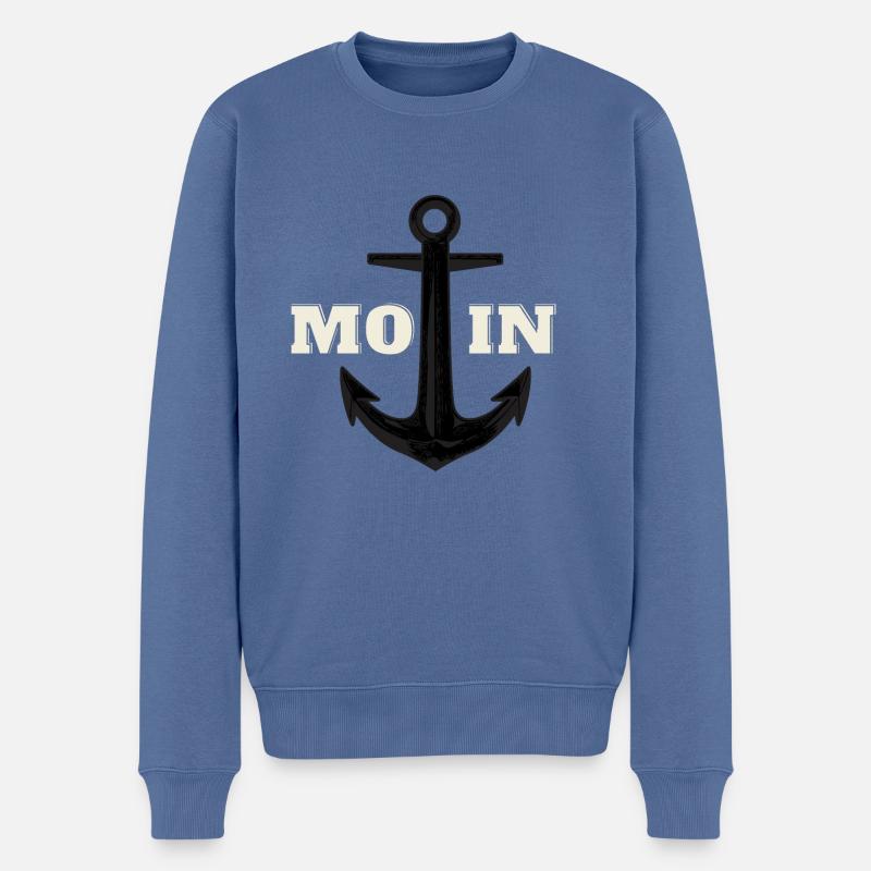MOIN MOIN MOIN - Männer Premium Bio Pullover - Taubenblau