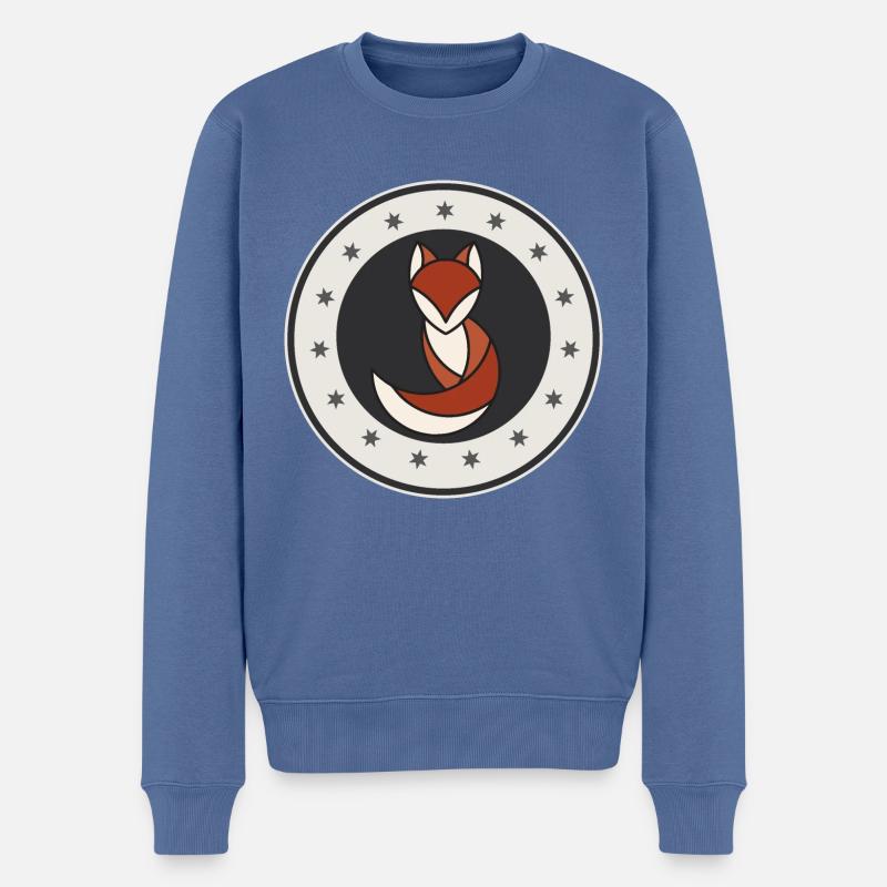 Fuchs Emblem shirt - Männer Premium Bio Pullover - Taubenblau