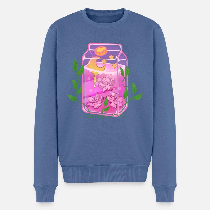 Kirschblüten - Männer Premium Bio Pullover - Taubenblau