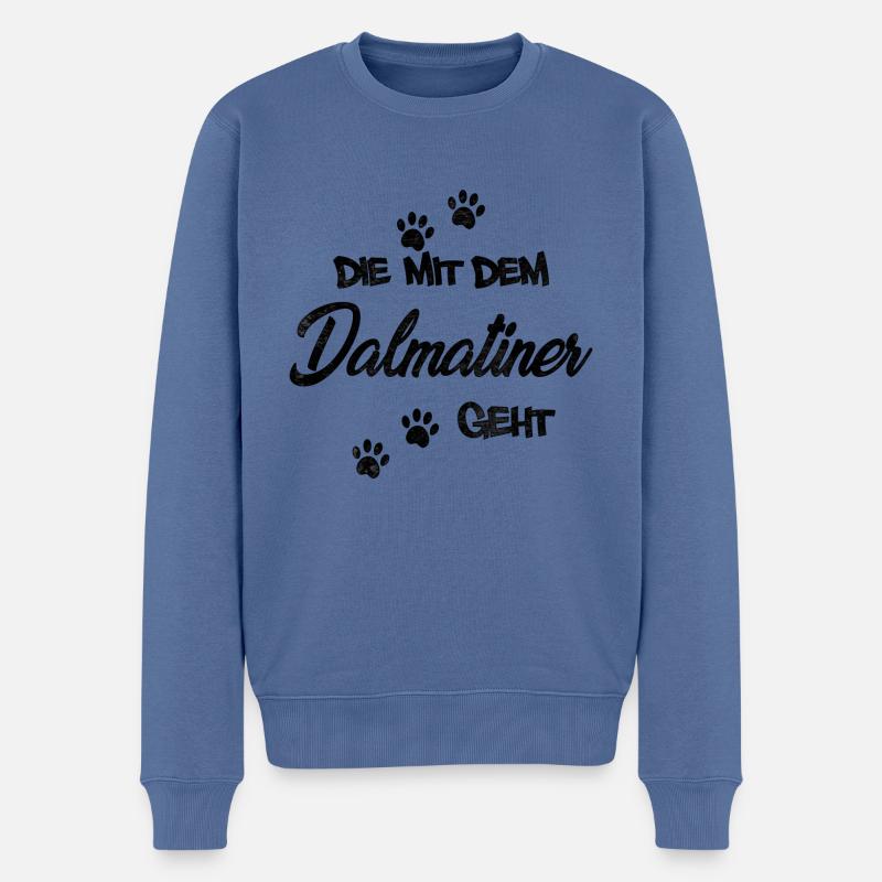 Die mit dem Dalmatiner geht | Hundebesitzerin - Männer Premium Bio Pullover - Taubenblau
