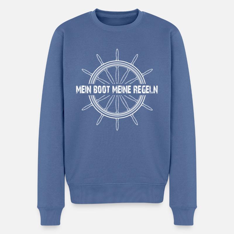 Mein Boot meine Regeln - Männer Premium Bio Pullover - Taubenblau