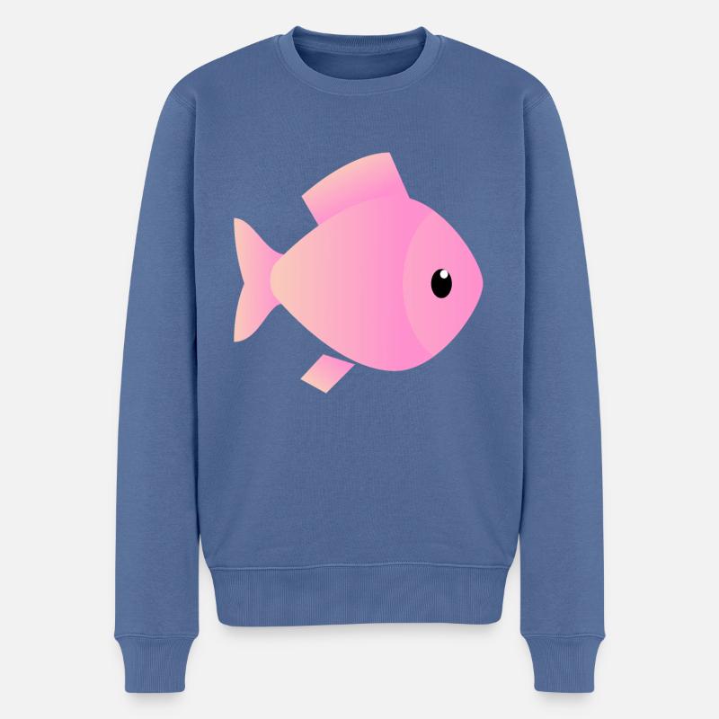 Sunrise Pink et Peach Ombre Fish - Pull Premium bio Homme - bleu pigeon