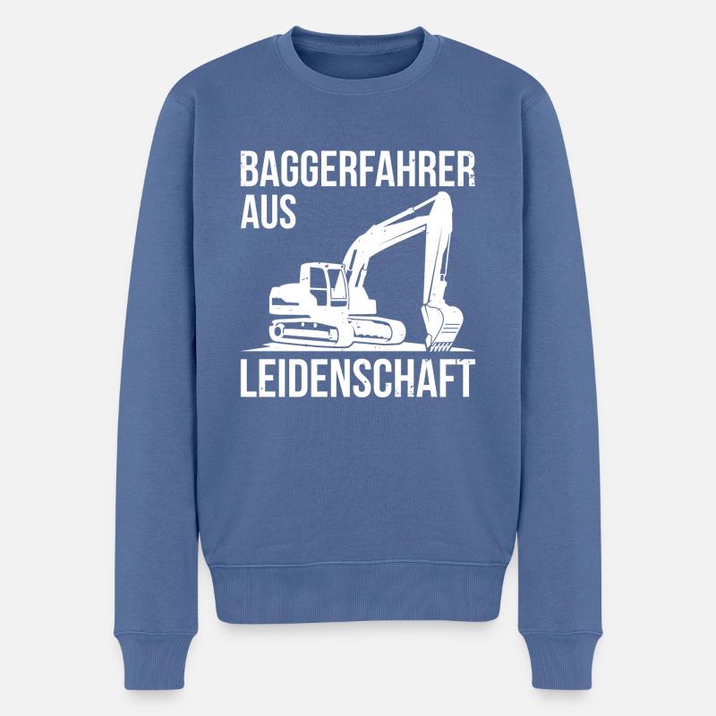 Baggerfahrer aus Leidenschaft Spruch Geschenk - Männer Premium Bio Pullover - Taubenblau