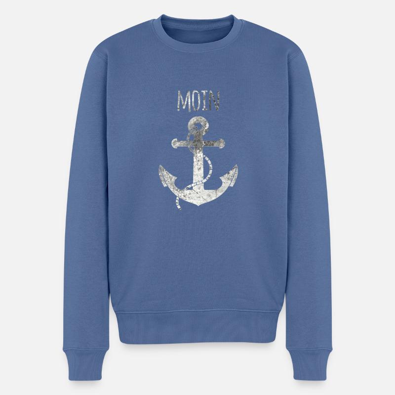 Anker MOIN Grunge - Männer Premium Bio Pullover - Taubenblau