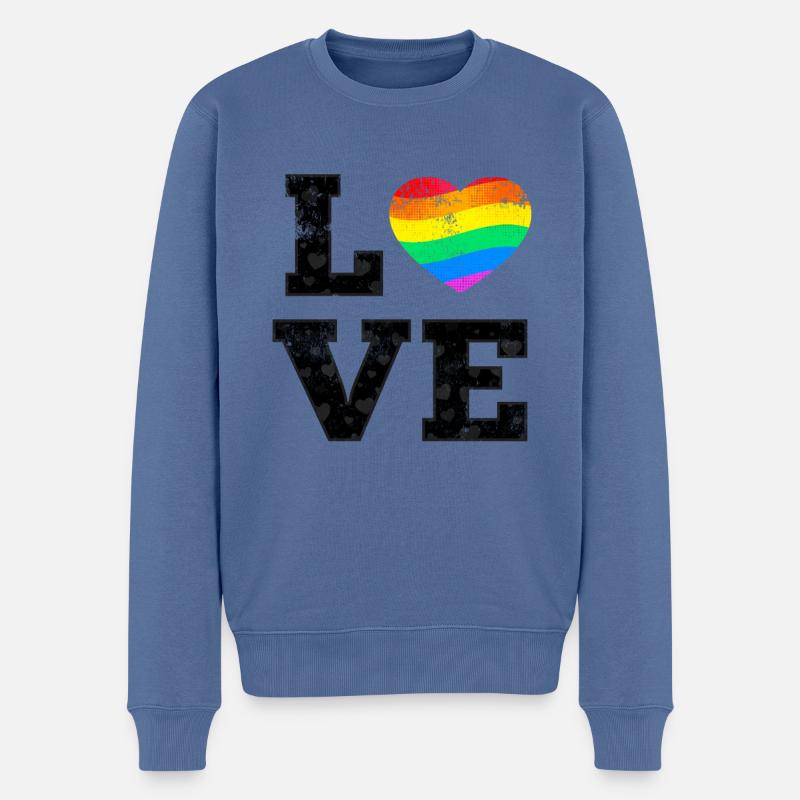 Love Pride Coeur arc-en-ciel - Pull Premium bio Homme - bleu pigeon