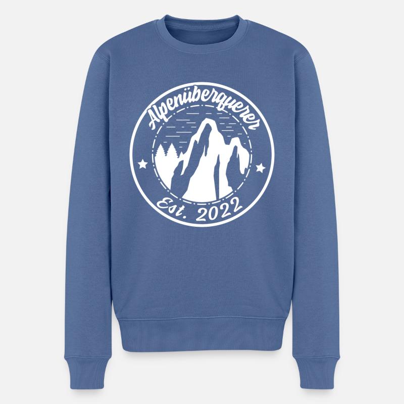 Alpenüberquerung 2022 Alpen Berge Wanderung - Männer Premium Bio Pullover - Taubenblau