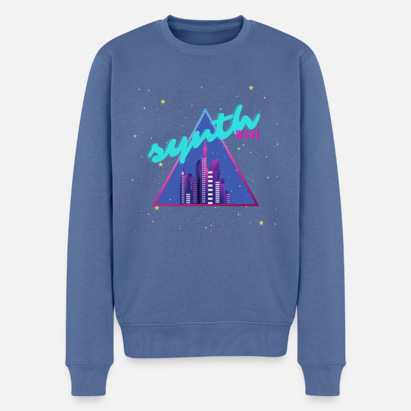 Synthwave - Männer Premium Bio Pullover - Taubenblau