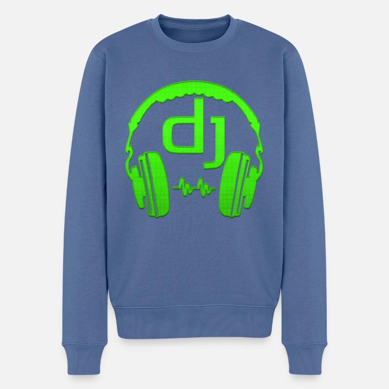 casque-musique-dj - Pull Premium bio Homme - bleu pigeon