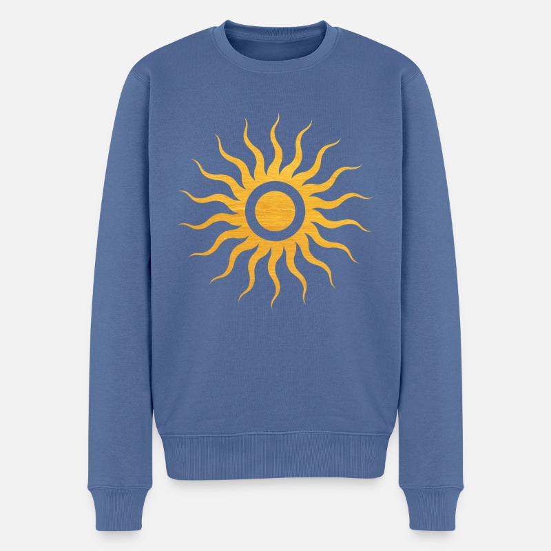 Sonne mit goldenen Strahlen, Esoterik, Mystik - Männer Premium Bio Pullover - Taubenblau