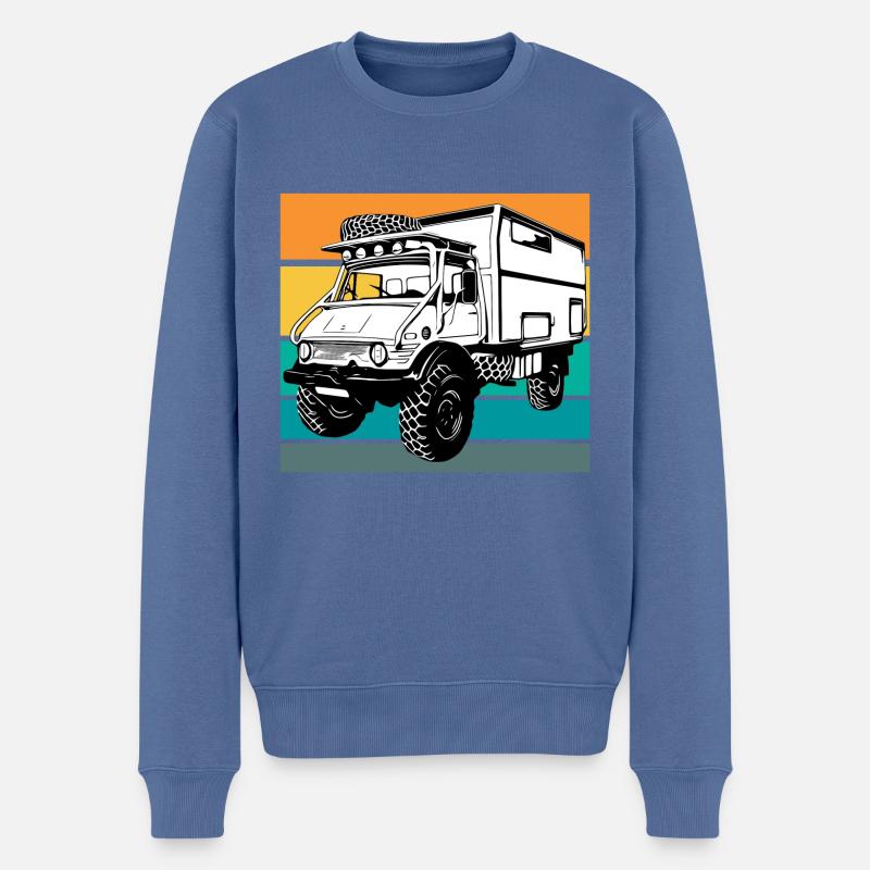 Camping - Unimog - Sunset - Oldtimer - Men's Premium Organic Jumper - stone blue