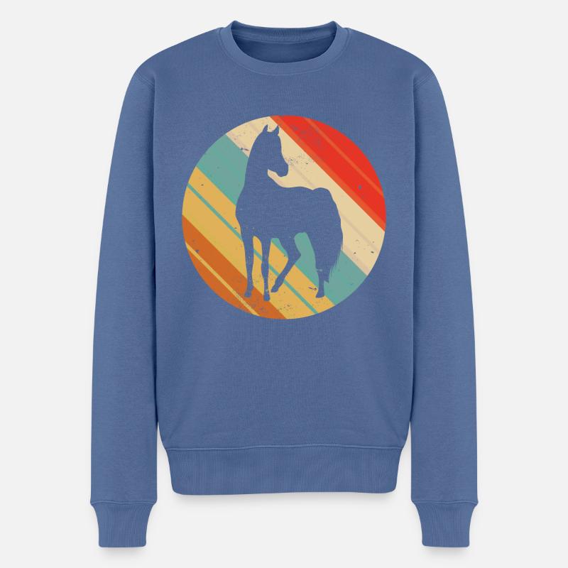 Vintage Pferde Silhouette - Pferd im Retro Look - Männer Premium Bio Pullover - Taubenblau