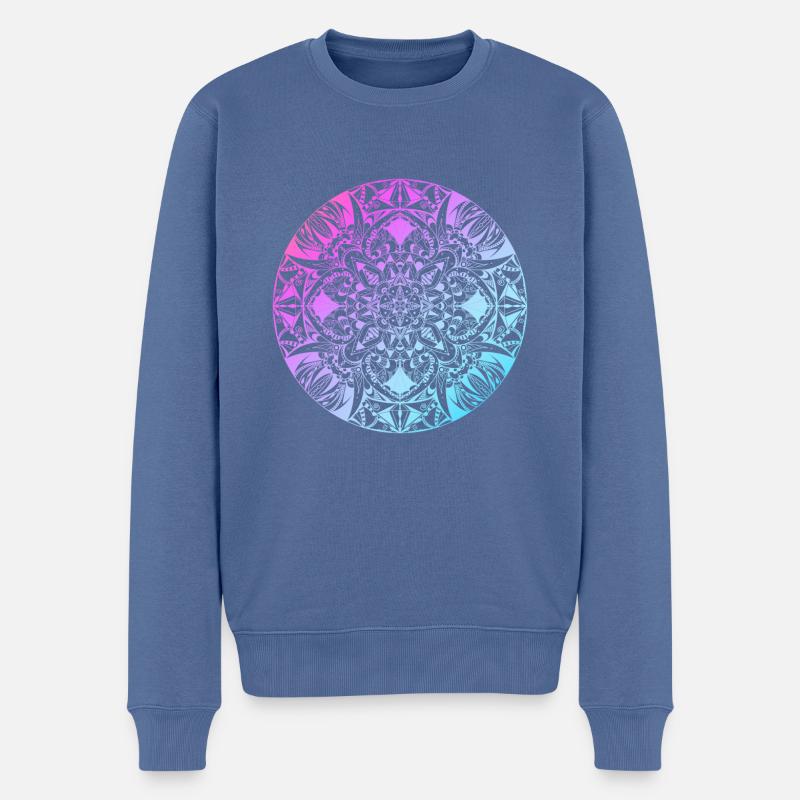 Mandala - Männer Premium Bio Pullover - Taubenblau