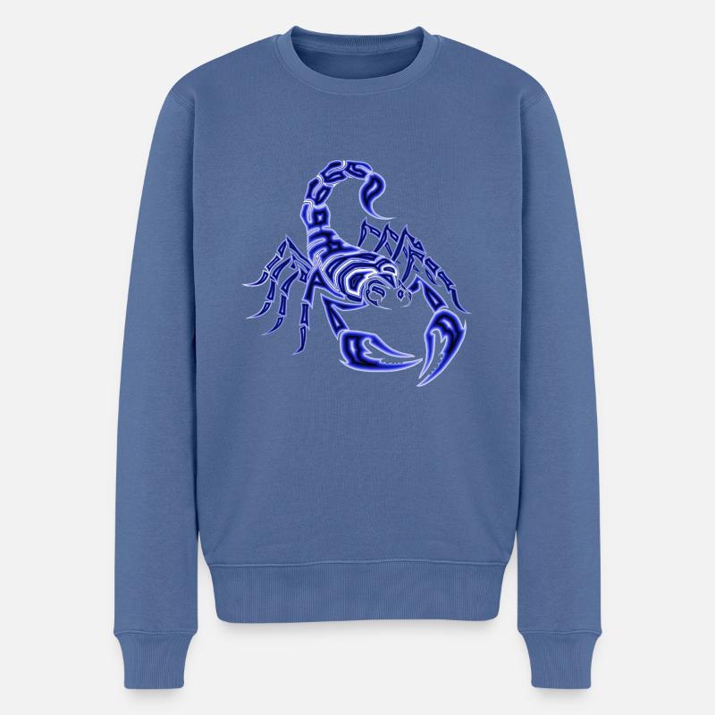 Skorpion, blau - Männer Premium Bio Pullover - Taubenblau