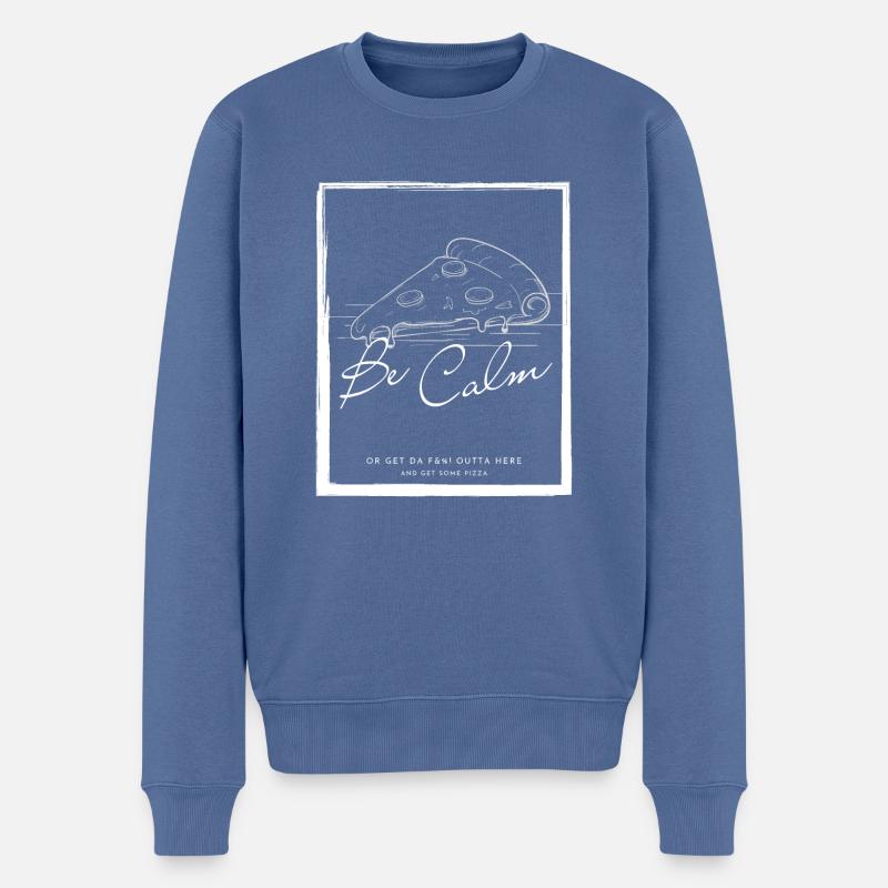 Sei gelassen - Pizza - Männer Premium Bio Pullover - Taubenblau