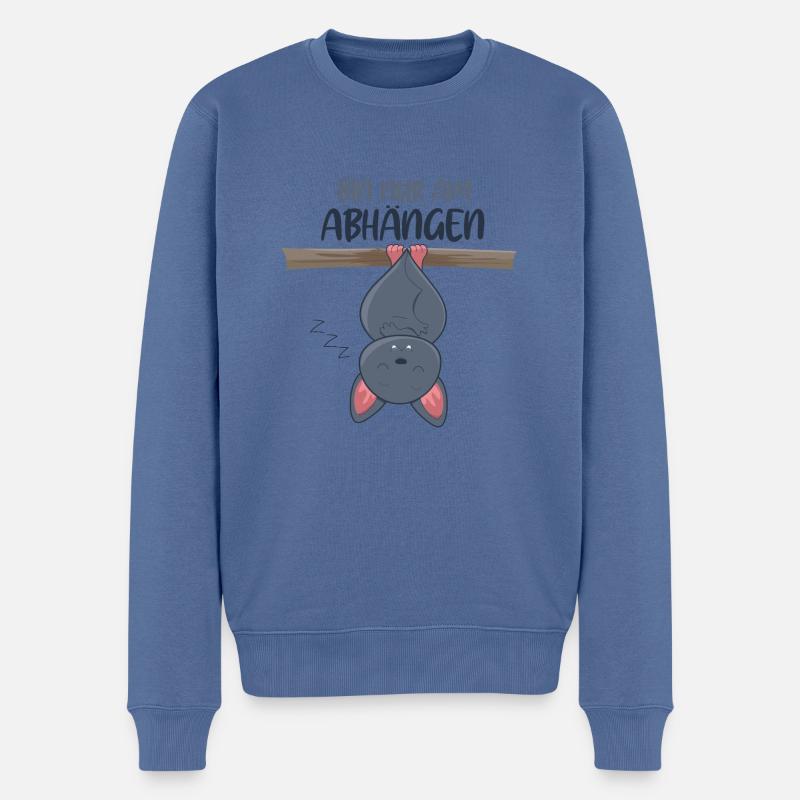 Fledermaus am schlafen - bin nur am abhängen - Männer Premium Bio Pullover - Taubenblau