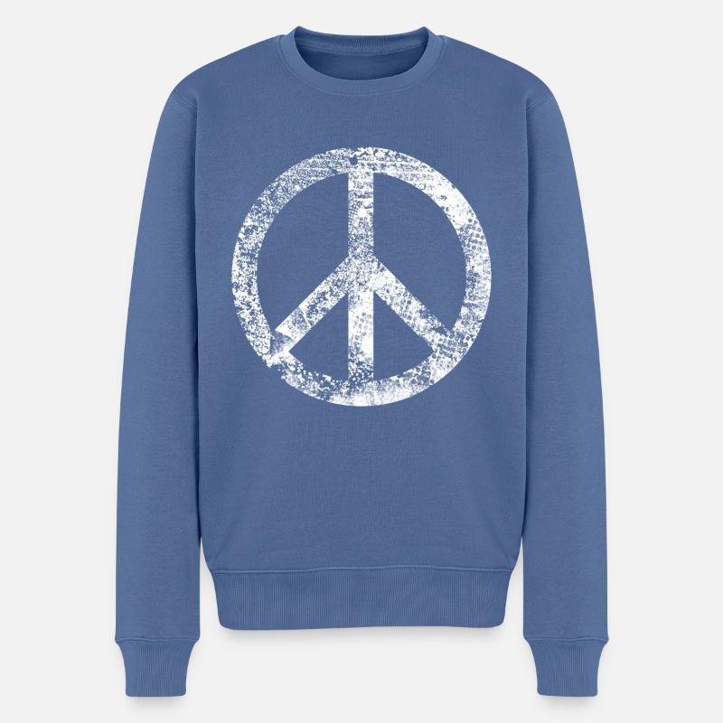 Peace-Zeichen Frieden Harmonie Toleranz Pazifist - Männer Premium Bio Pullover - Taubenblau