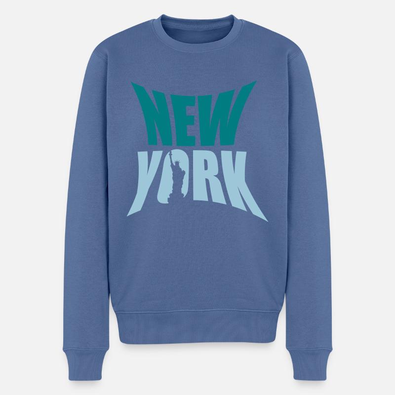 Amerika New York - Männer Premium Bio Pullover - Taubenblau