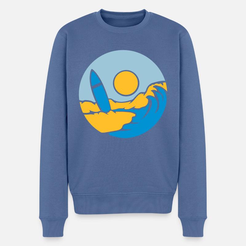 Kreis Strand Surfbrett - Männer Premium Bio Pullover - Taubenblau