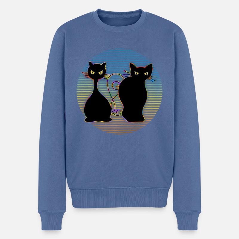 Katzen - Männer Premium Bio Pullover - Taubenblau