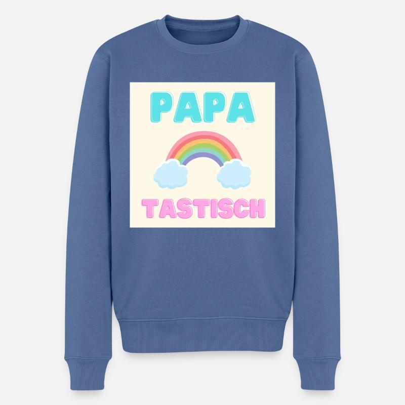 papatastisch - Regenbogen (Rainbow) Version - Männer Premium Bio Pullover - Taubenblau