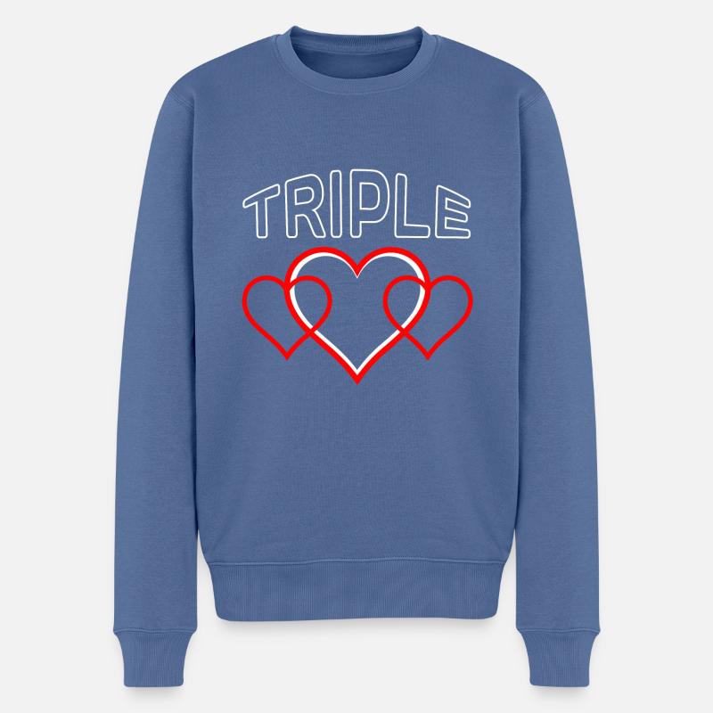 triple heart - Männer Premium Bio Pullover - Taubenblau