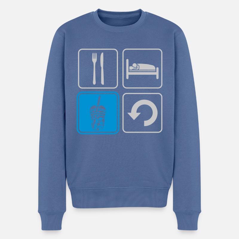Boba Tea Repeat täglich - Männer Premium Bio Pullover - Taubenblau