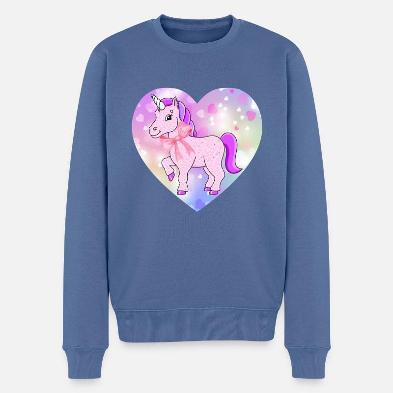 Einhorn - Männer Premium Bio Pullover - Taubenblau