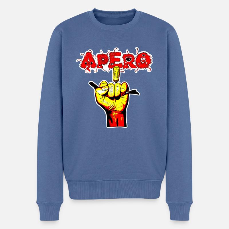 APERO MAIN BAD BOY - Pull Premium bio Homme - bleu pigeon