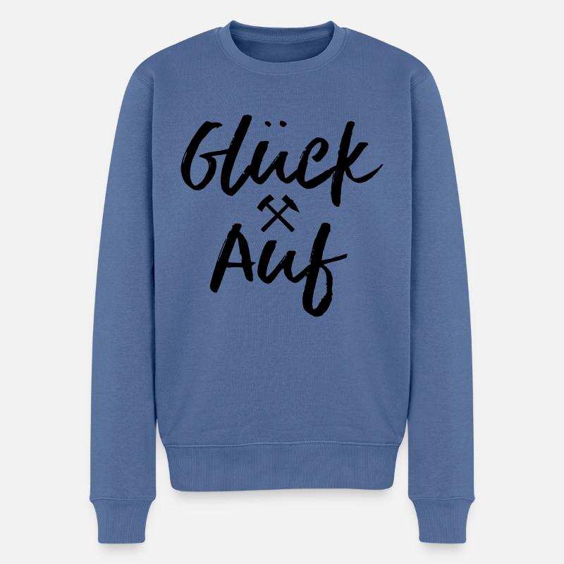 Glück Auf Erzgebirge - Schlägel und Eisen - Männer Premium Bio Pullover - Taubenblau