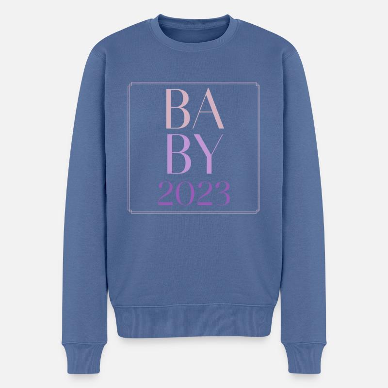 Baby 2023 Mädchen - Männer Premium Bio Pullover - Taubenblau