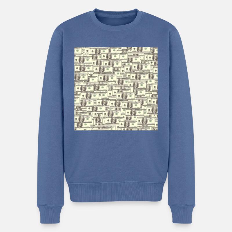 billets de 100 dollars - Pull Premium bio Homme - bleu pigeon