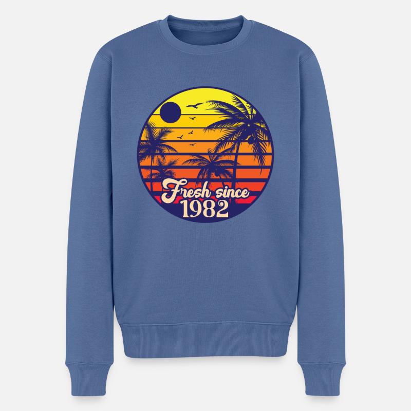 Vintage 1982 - Männer Premium Bio Pullover - Taubenblau