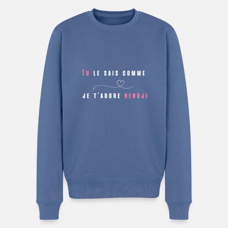 Tu le sais comme je t'aime Kendji | Kendji Girac - Pull Premium bio Homme - bleu pigeon