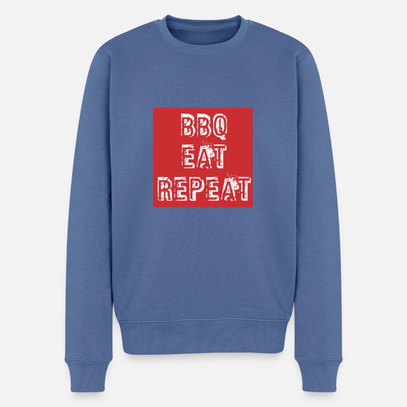 BBQ Grill BBQ EAT REPEAT - Männer Premium Bio Pullover - Taubenblau