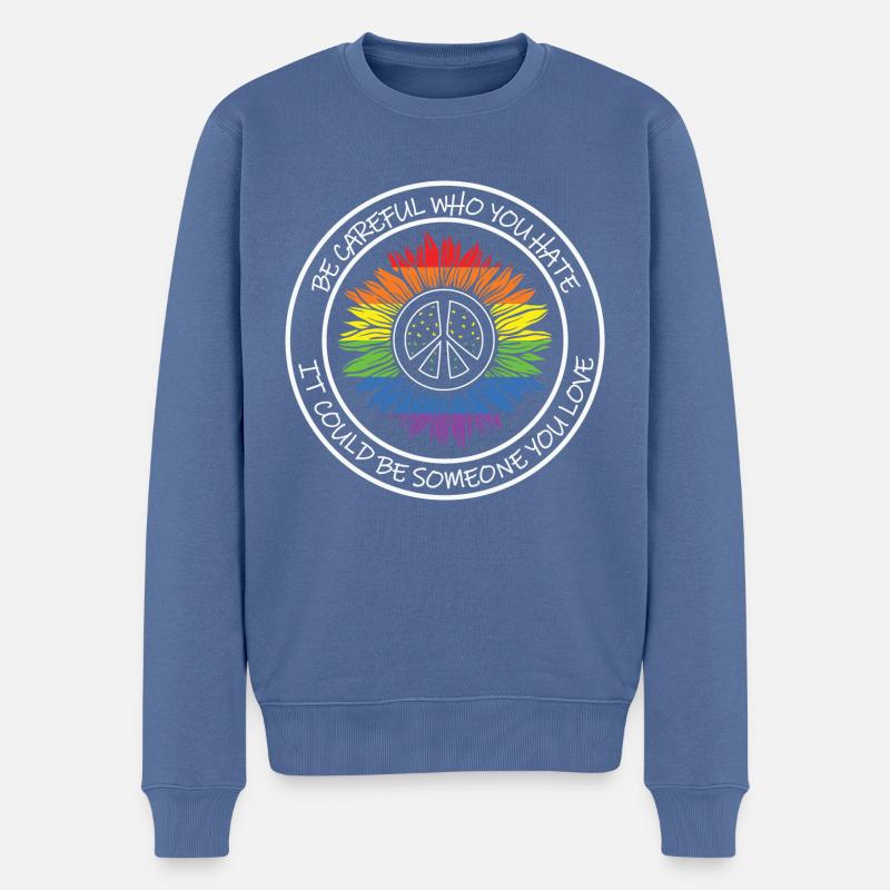 LBGT Drapeau Gay Pride Humain - Pull Premium bio Homme - bleu pigeon