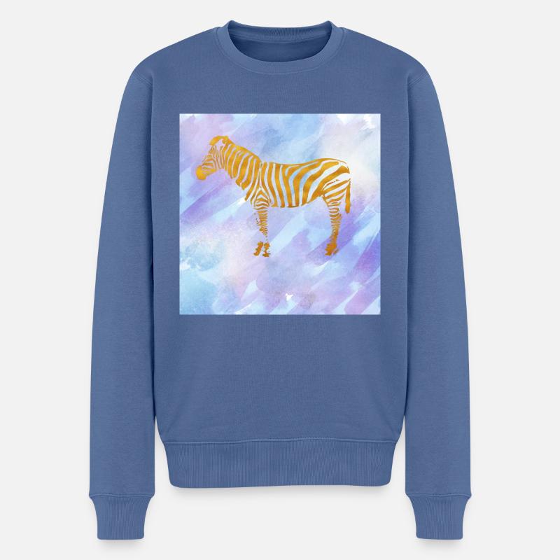 Zebra - Männer Premium Bio Pullover - Taubenblau