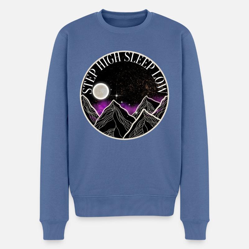 Step High Sleep Low - Männer Premium Bio Pullover - Taubenblau
