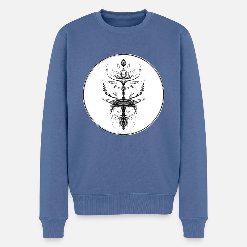 Mystic Collection ~ schwarzes Tattoo ~ n°3 - Männer Premium Bio Pullover - Taubenblau