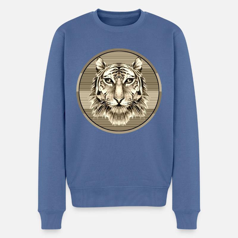 Tiger - Männer Premium Bio Pullover - Taubenblau