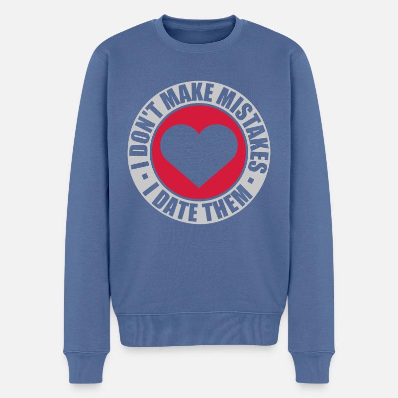 Date Mistakes Zitat Logo - Männer Premium Bio Pullover - Taubenblau