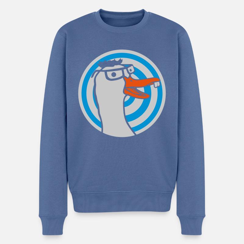 Nerd Cartoon Geek Goose - Pull Premium bio Homme - bleu pigeon