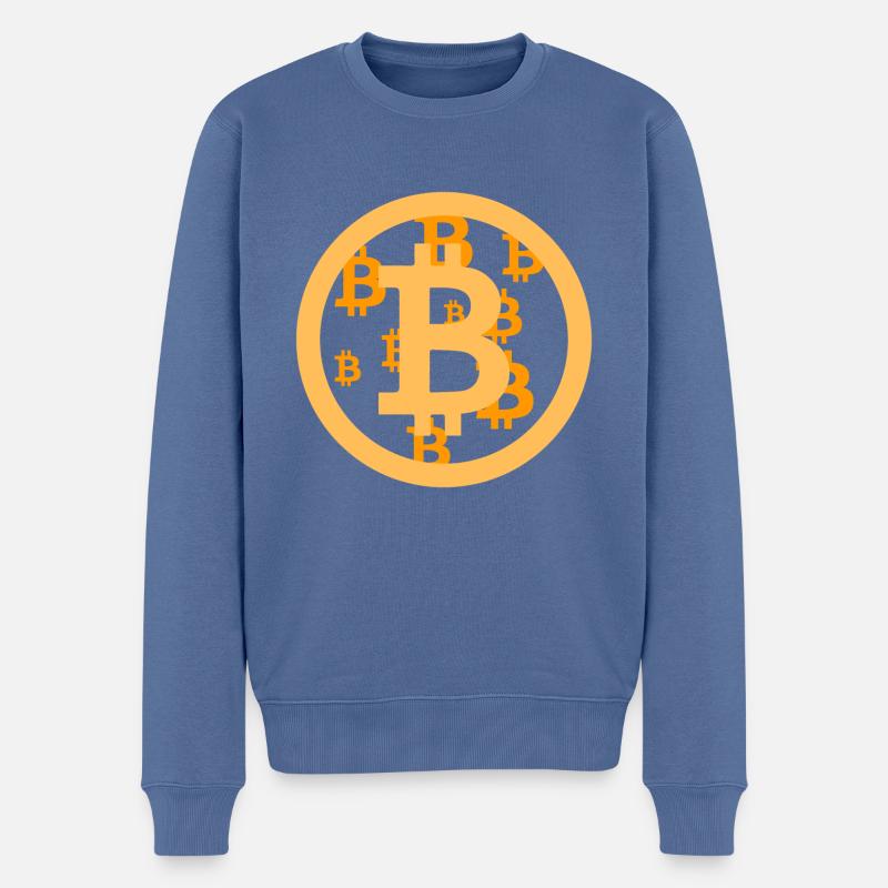 Conception Bitcoin - Pull Premium bio Homme - bleu pigeon