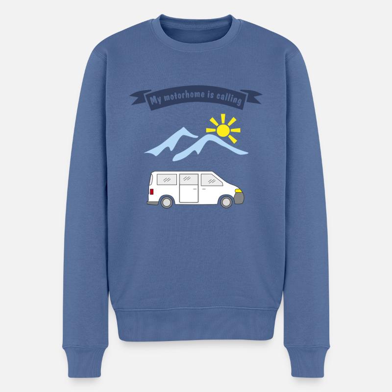 le camping-car appelle - Pull Premium bio Homme - bleu pigeon