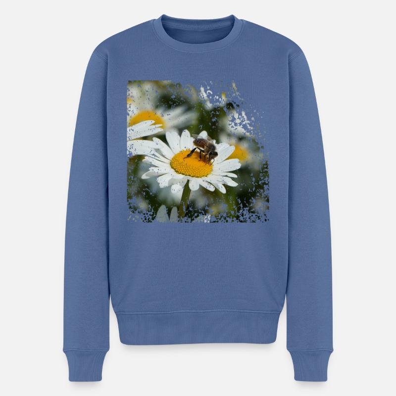 Eine Biene sammelt Pollen - Männer Premium Bio Pullover - Taubenblau