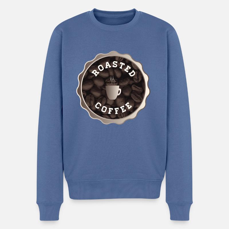 Röstkaffee-Schild - Männer Premium Bio Pullover - Taubenblau
