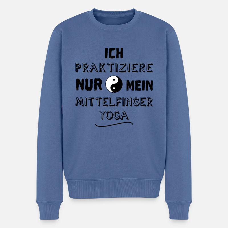 mittelfinger yoga - Männer Premium Bio Pullover - Taubenblau