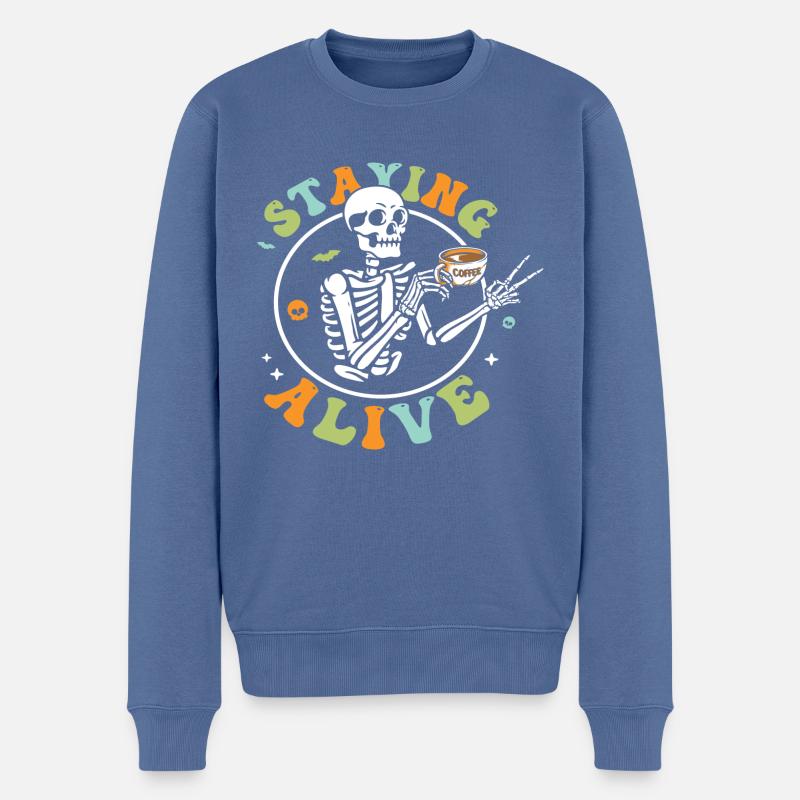 Staying Alive - Männer Premium Bio Pullover - Taubenblau