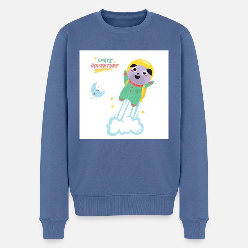 Chiot de l’espace. - Pull Premium bio Homme - bleu pigeon