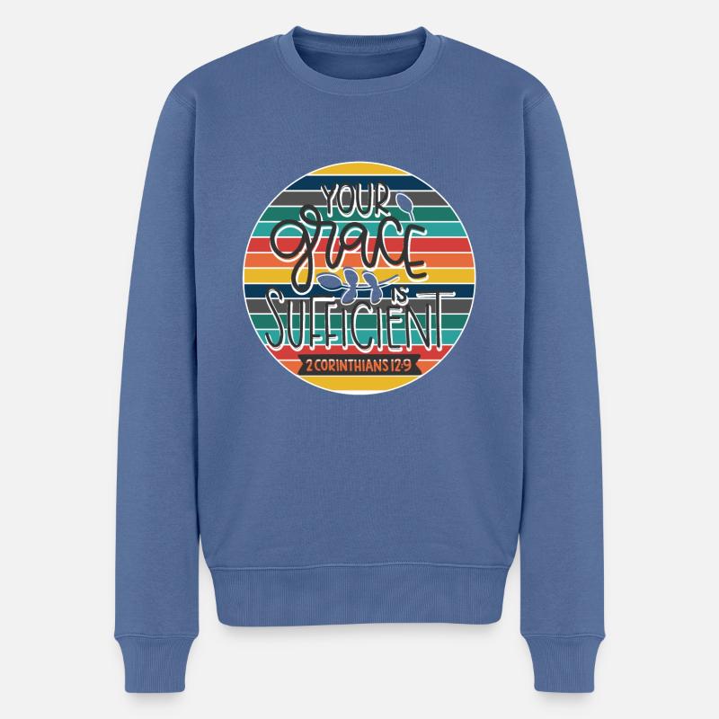Christliches Design Deine Gnade ist ausreichend - Männer Premium Bio Pullover - Taubenblau