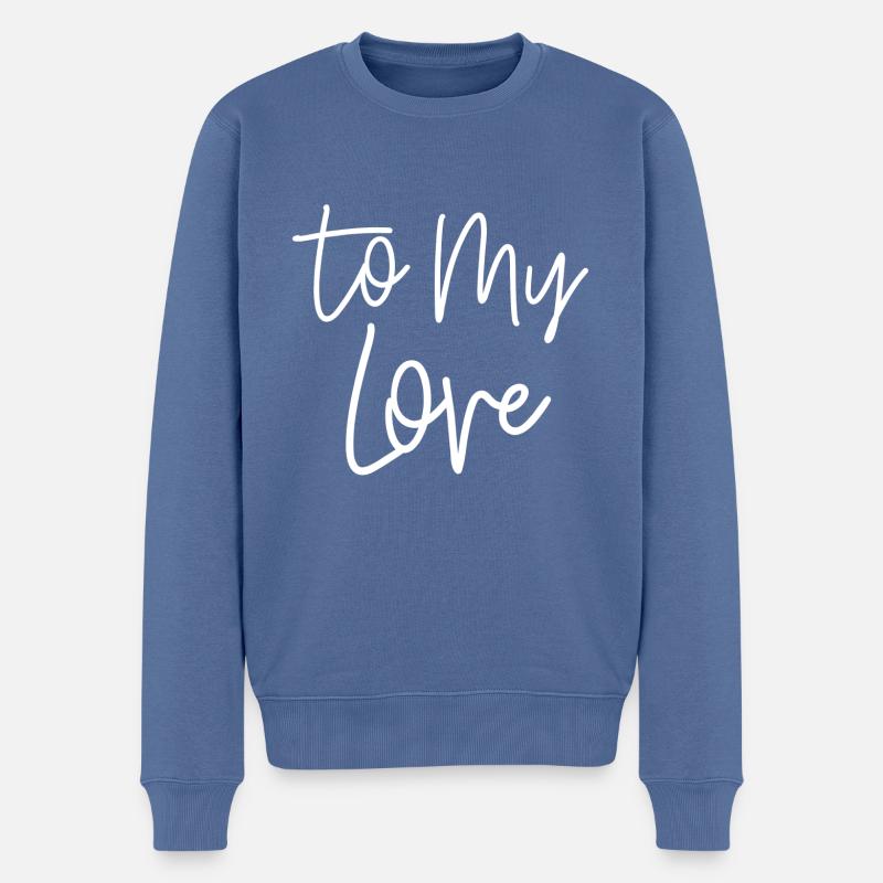 Ich liebe dich - Männer Premium Bio Pullover - Taubenblau
